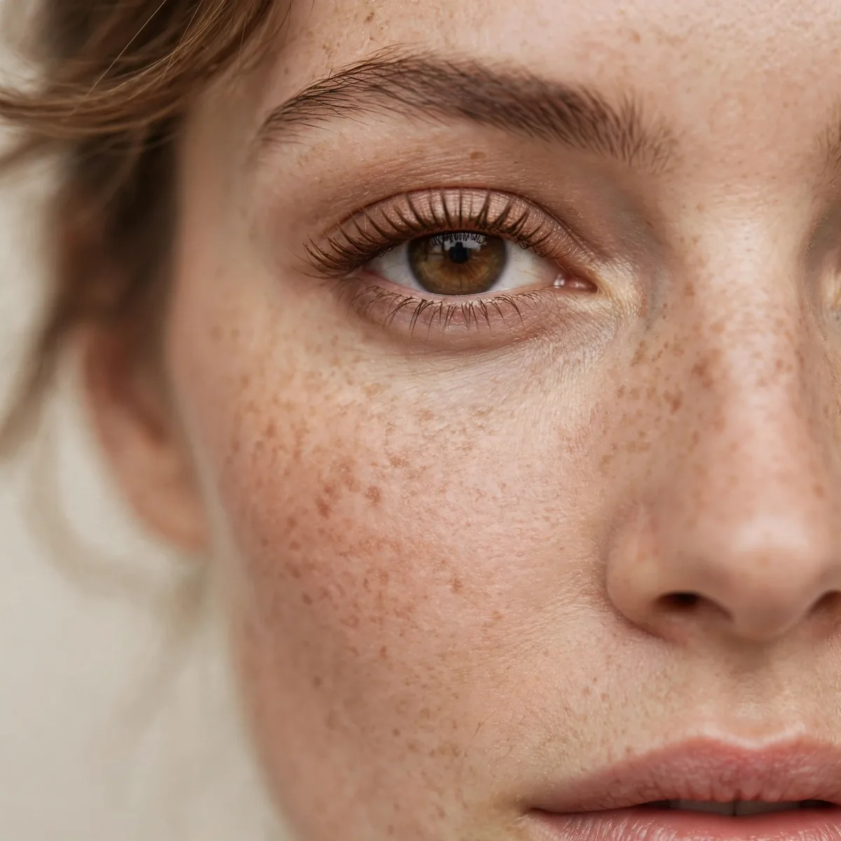 Natural eye look with brown mascara