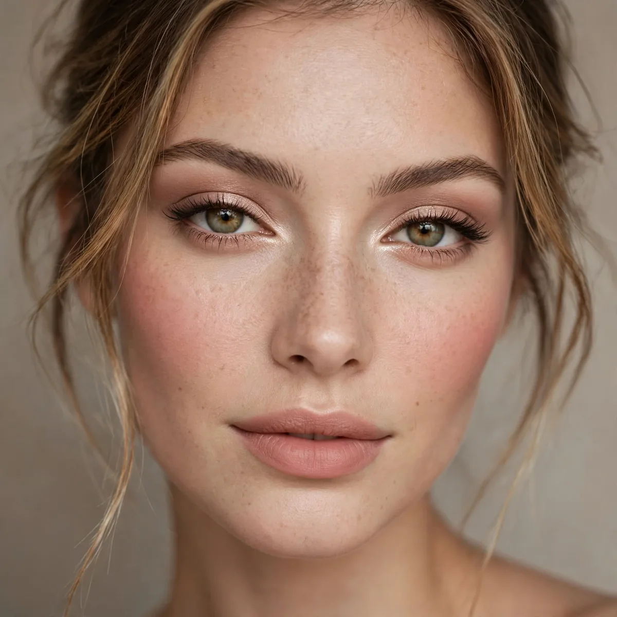 Natural featherlight powder makeup finish