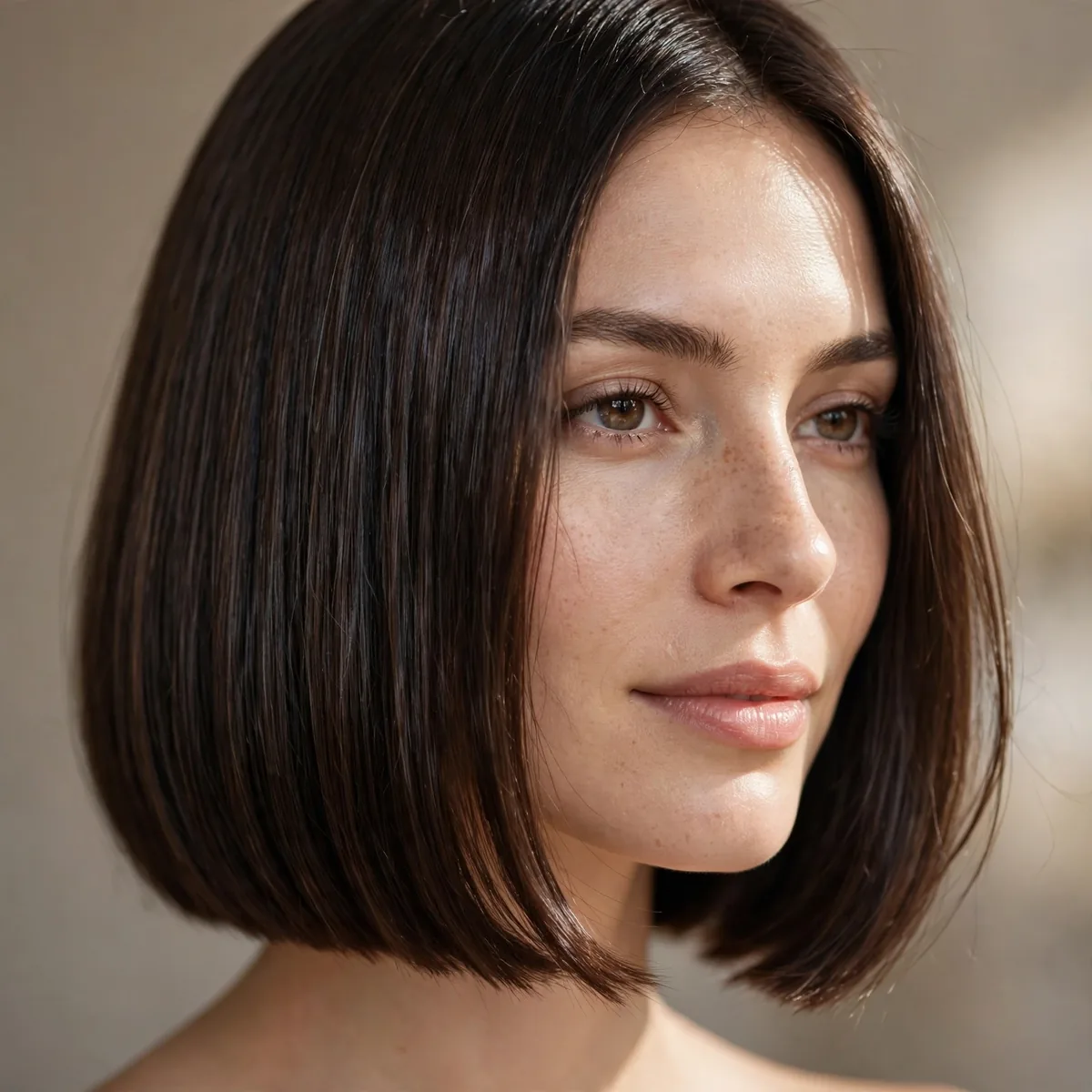 Blunt haircut with smooth polished ends