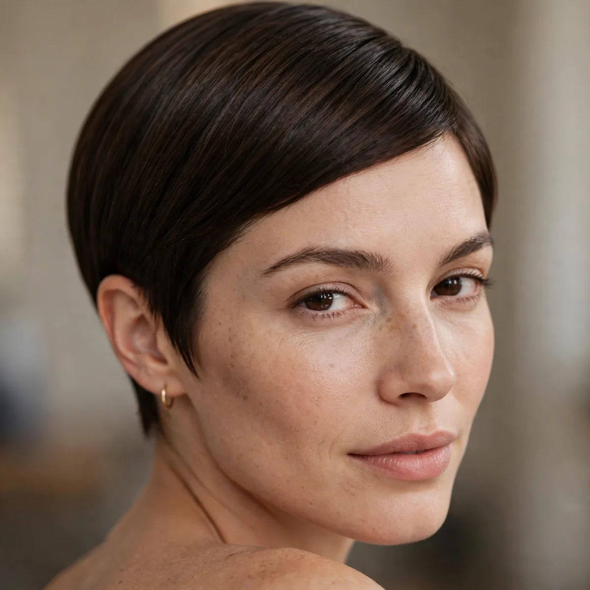 Sleek polished pixie haircut