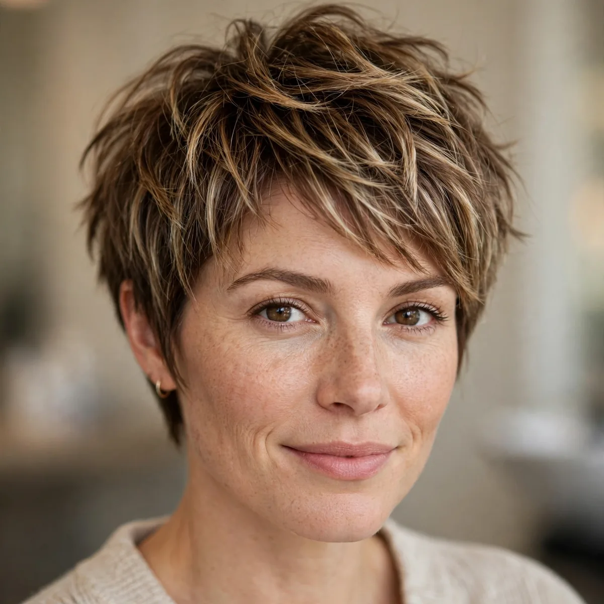 Textured pixie bob for busy moms