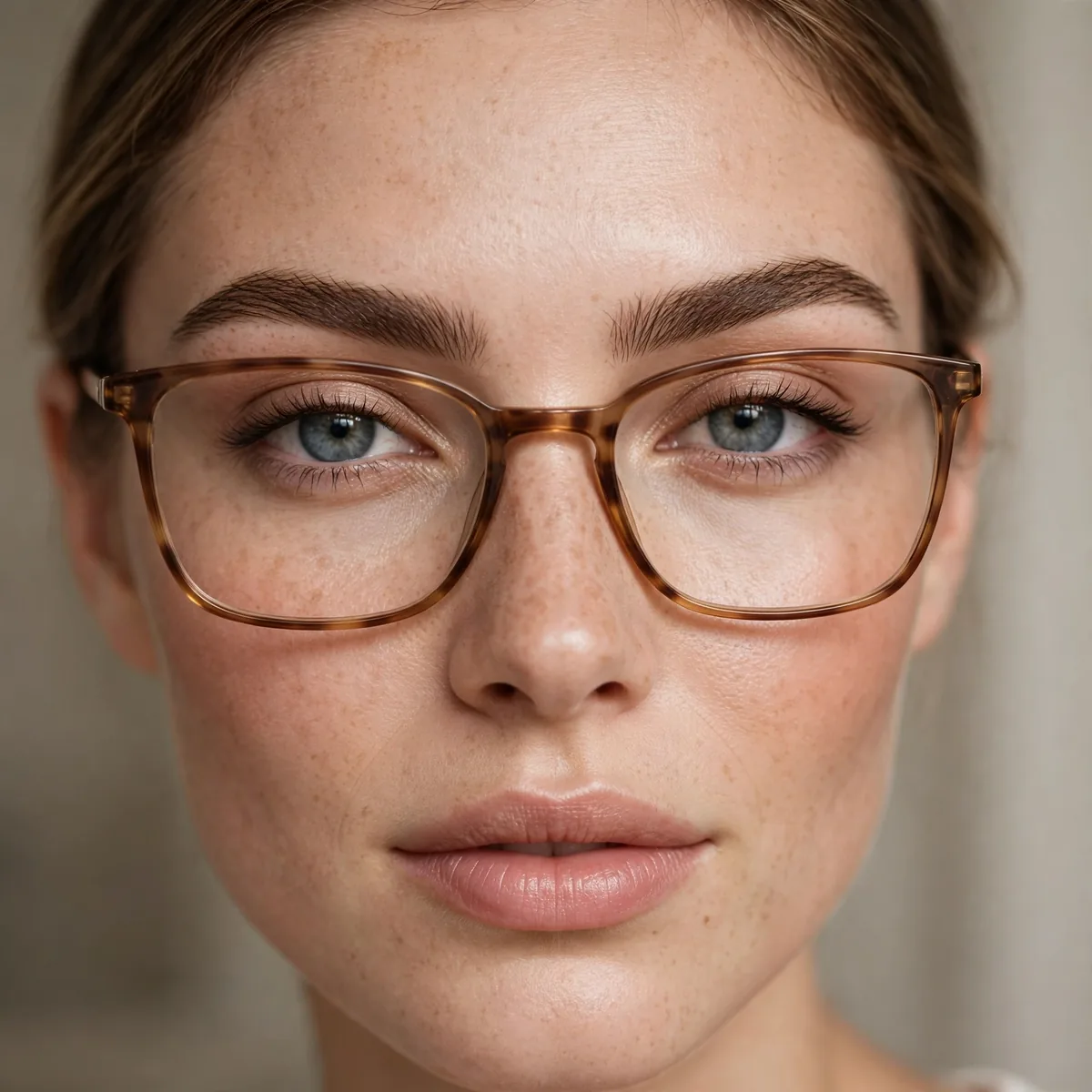 Eyebrows balanced with glasses frames