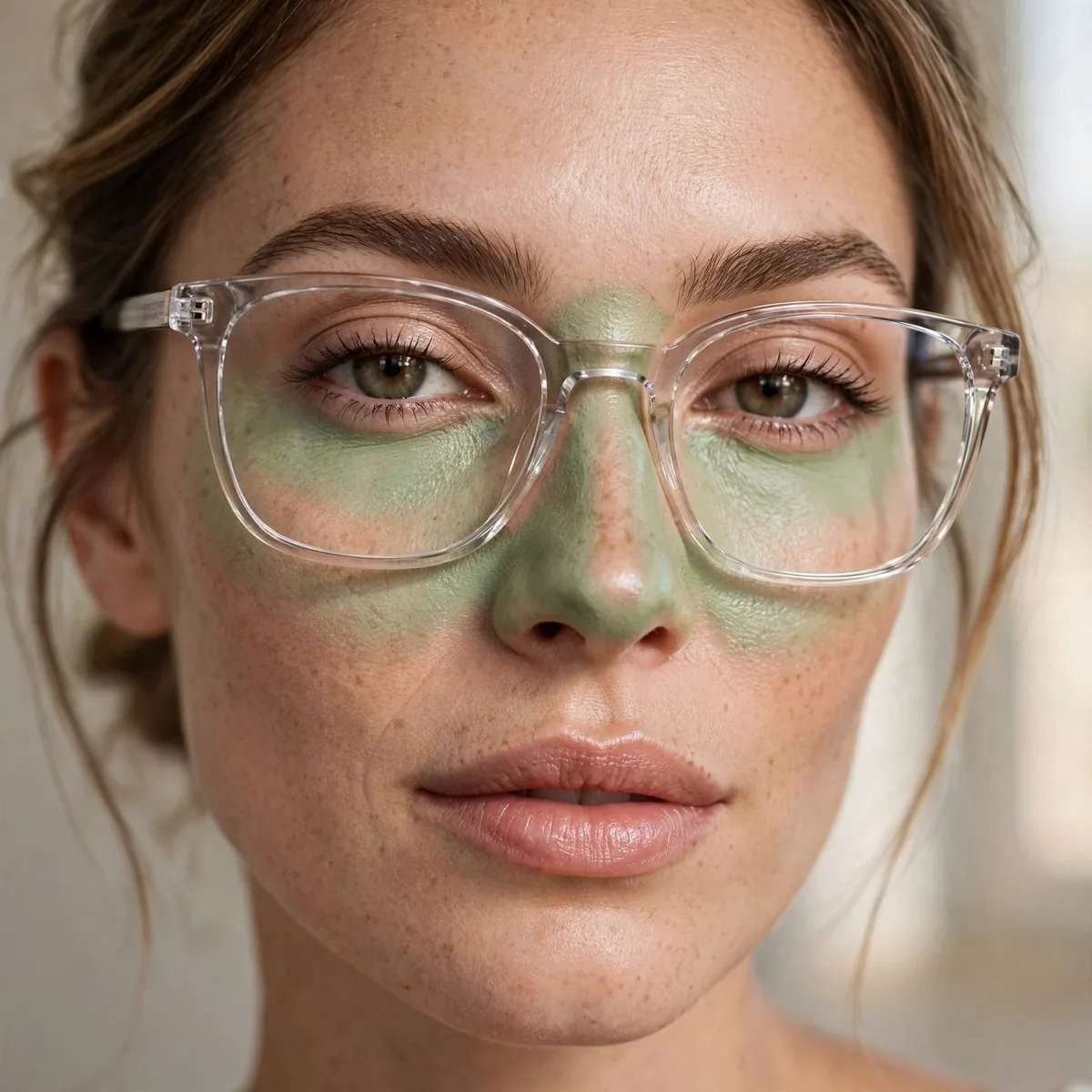 Color correcting around glasses