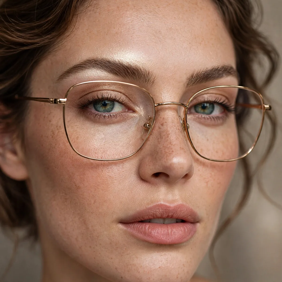Highlighter on brow bone with glasses