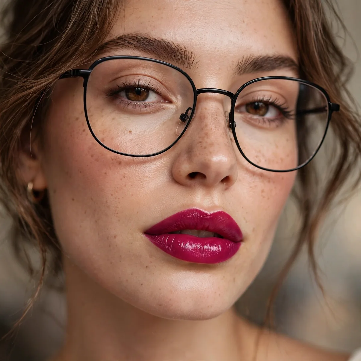 Statement lip with glasses