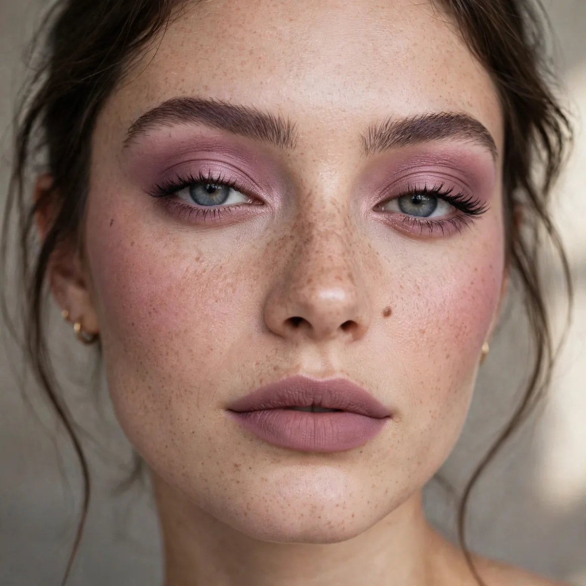 Mauve monochromatic makeup look