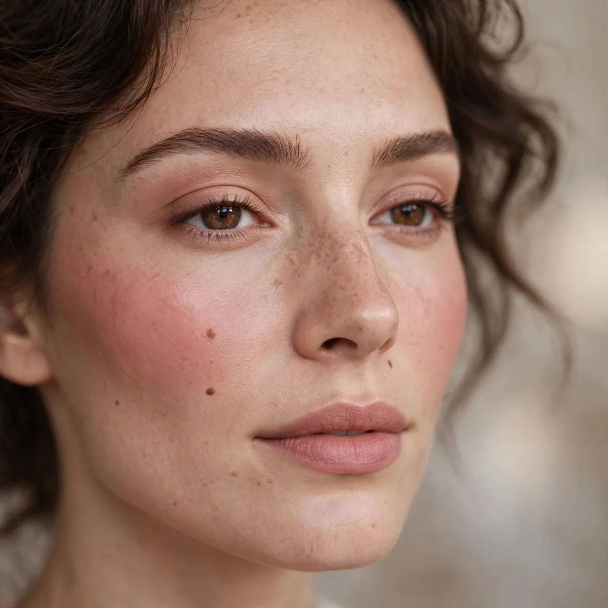 Dusty rose blush makeup look