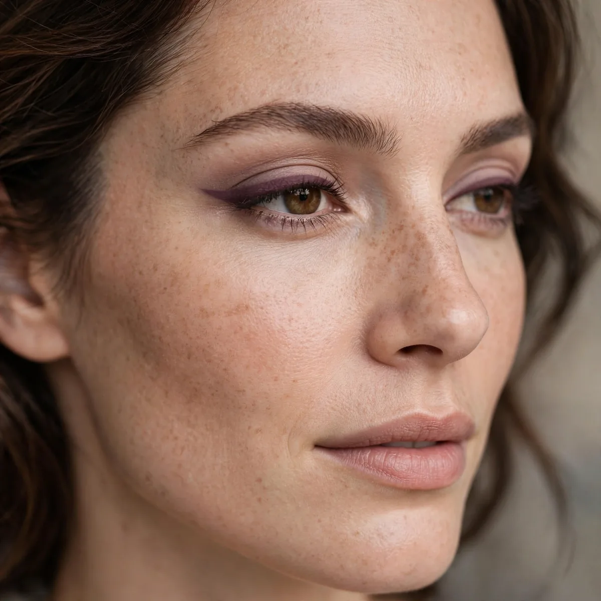 Muted plum eyeliner makeup look