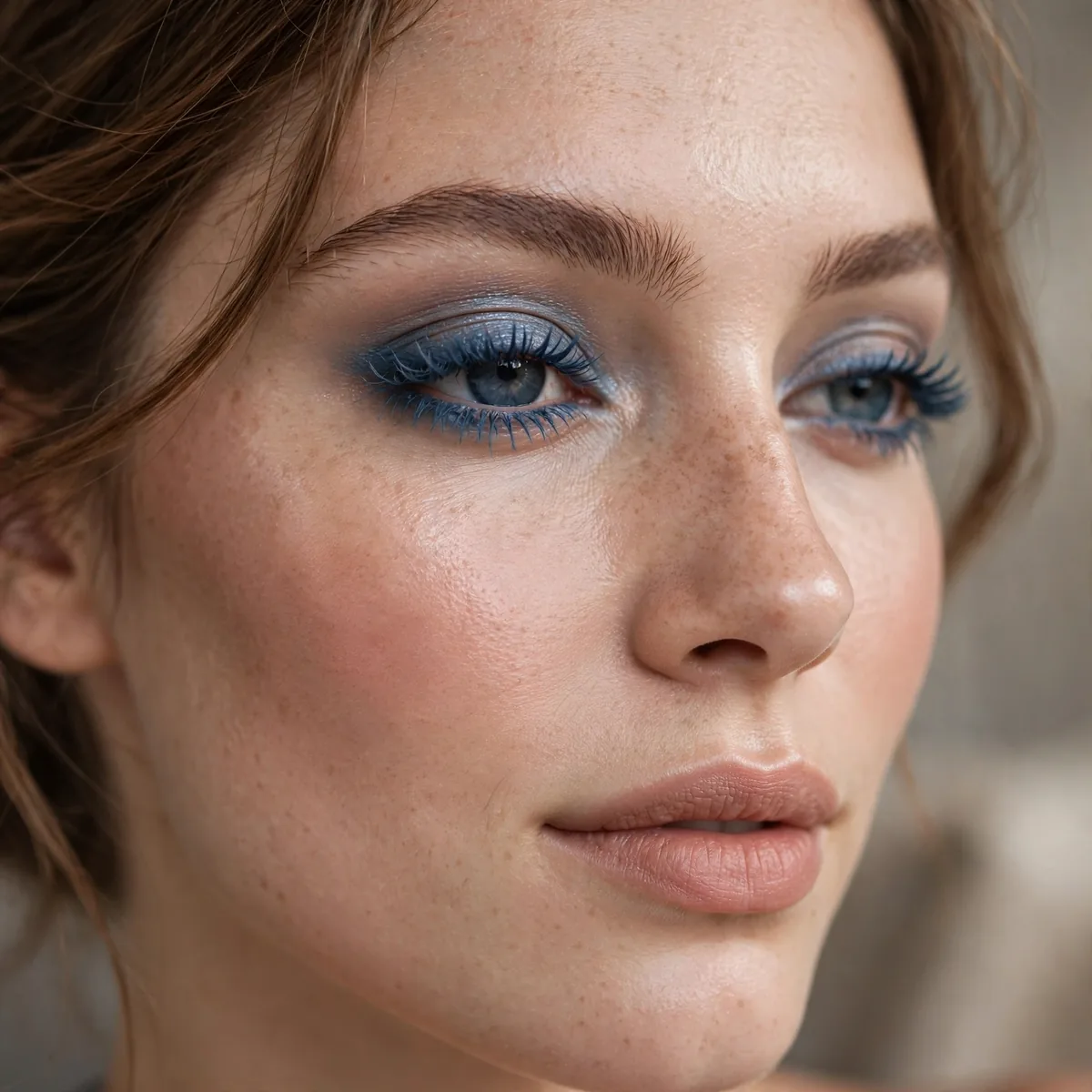 Blue-gray mascara eye makeup