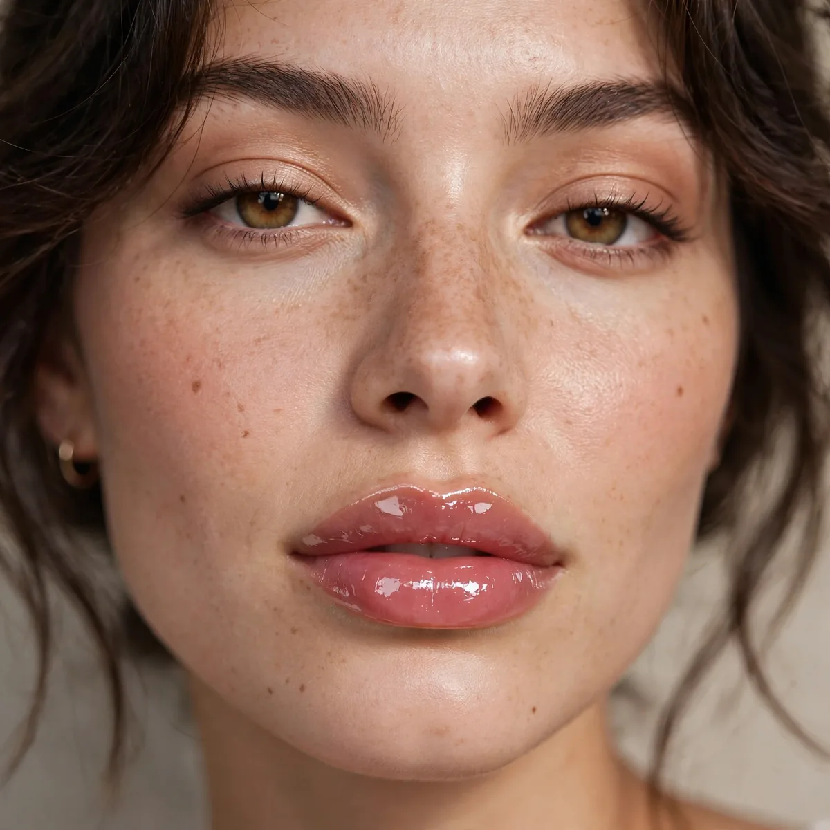 High-shine glossy lips makeup look