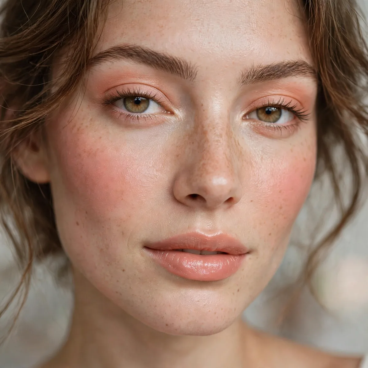 Fresh peachy makeup look
