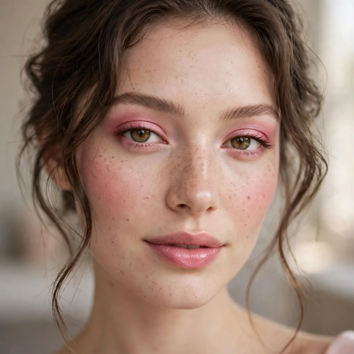 Soft pink romantic makeup look