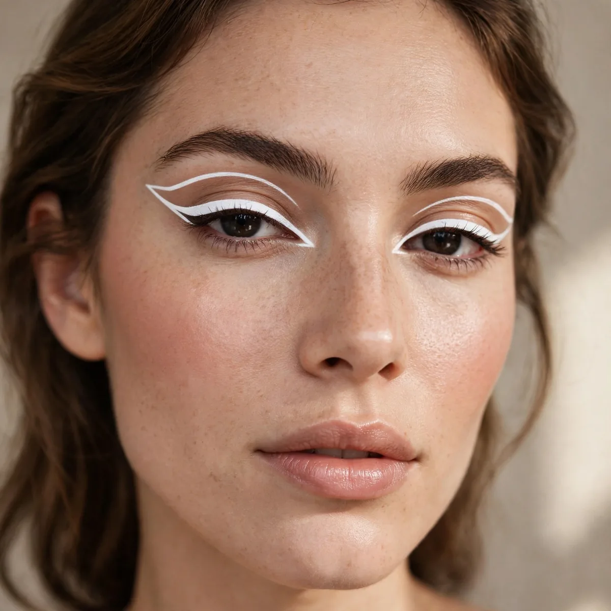Graphic white eyeliner makeup look