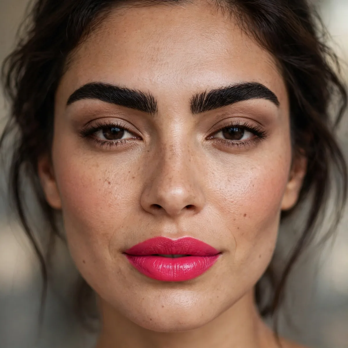 Bold brows with bright lipstick