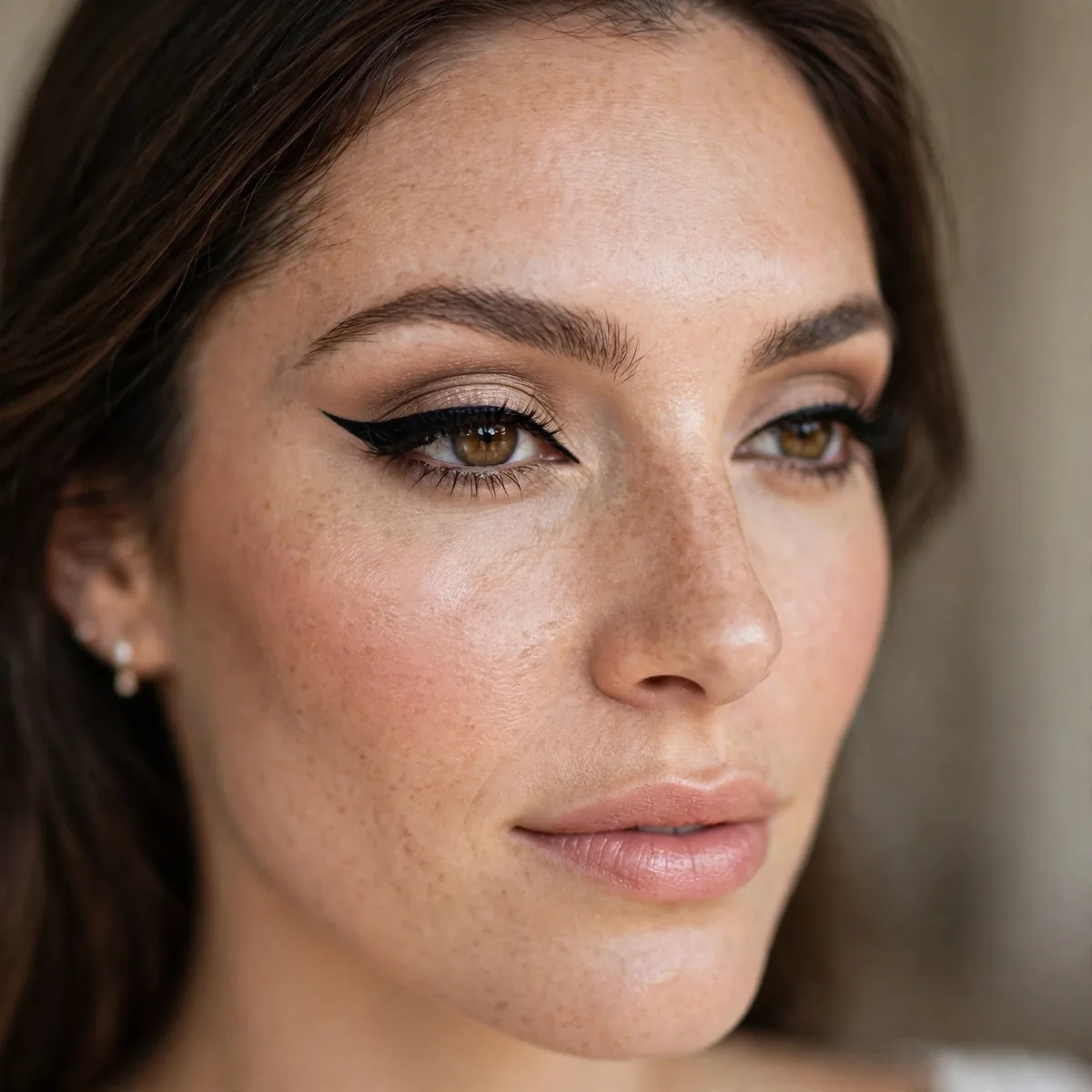 Winged eyeliner wedding guest makeup