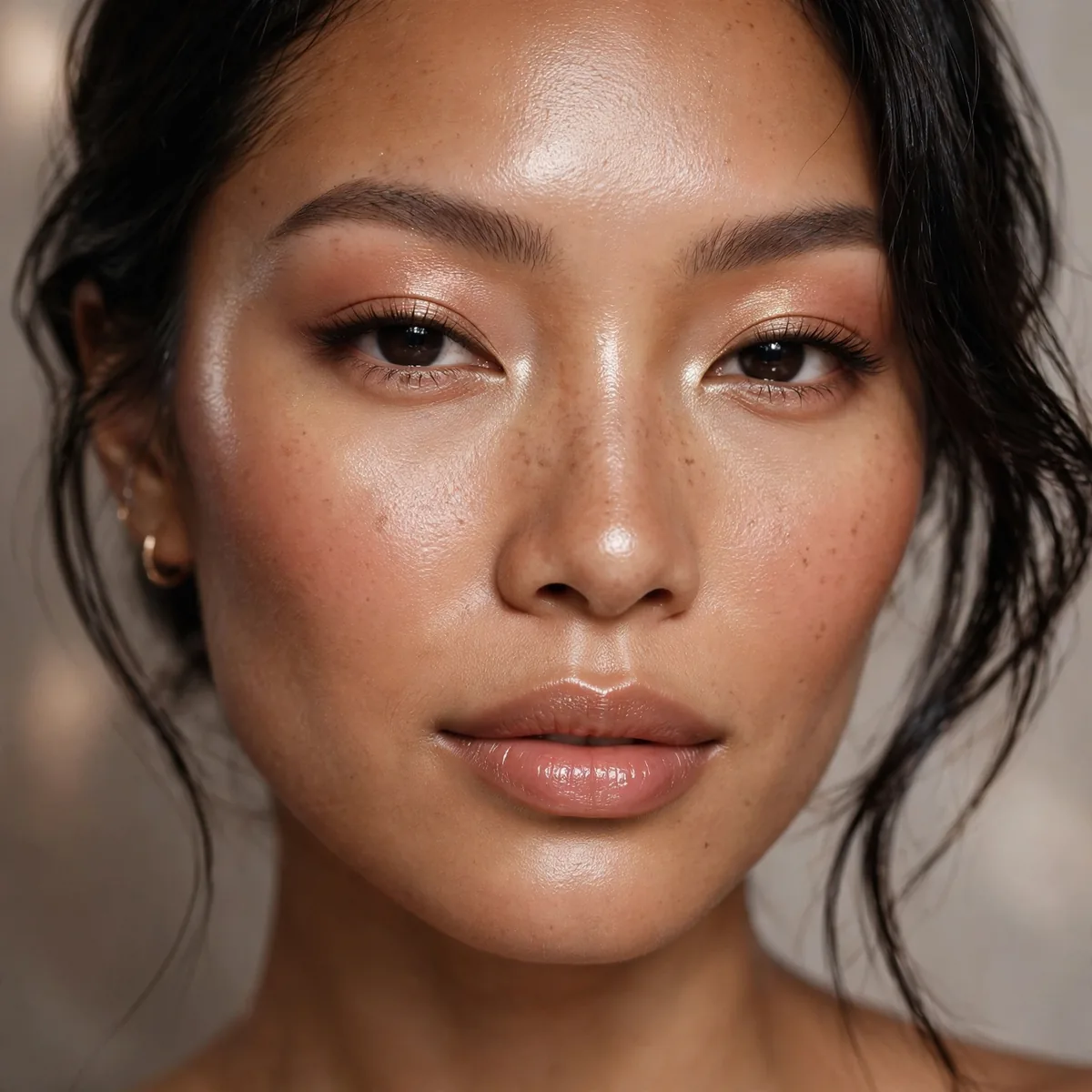 Glowing editorial skin makeup