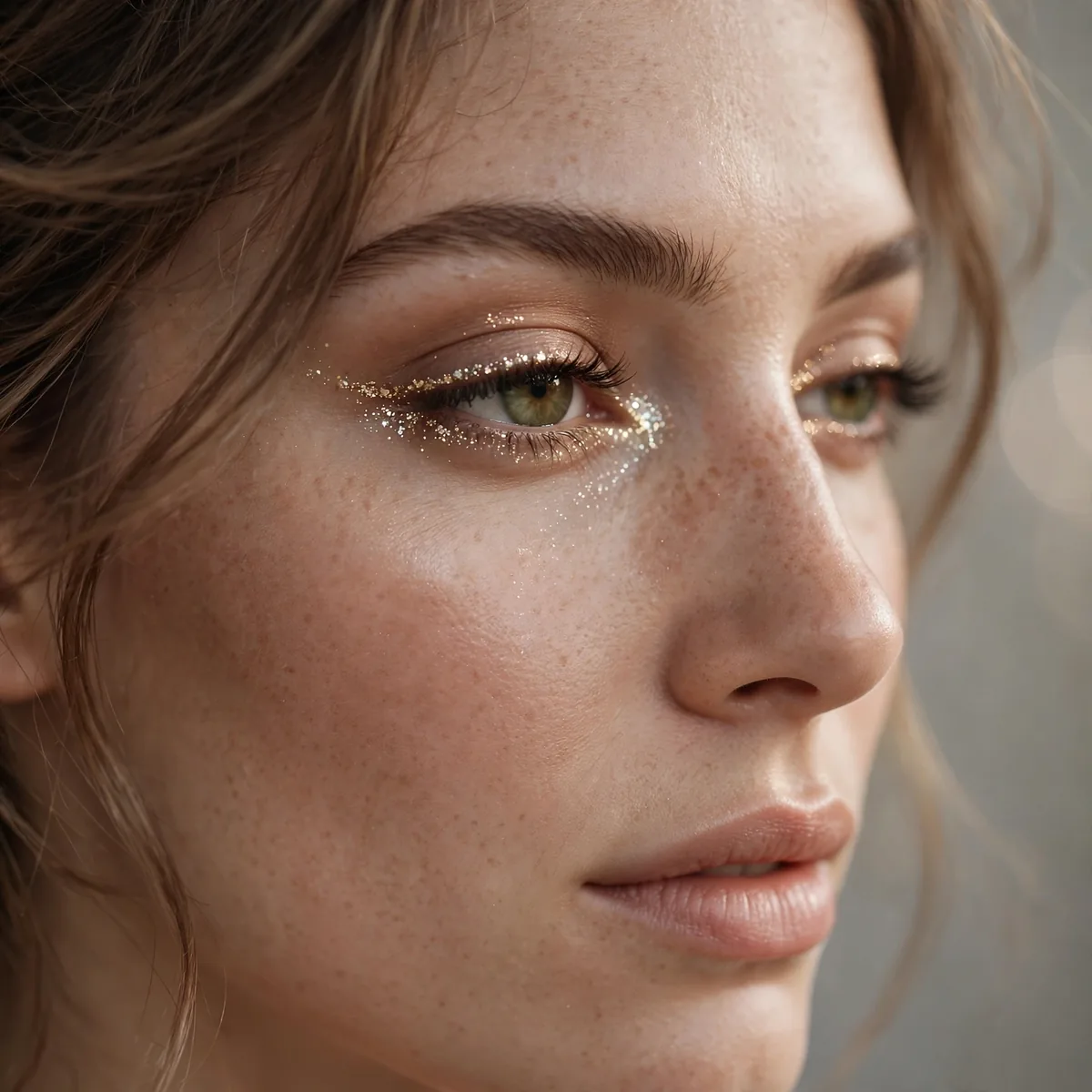 Glitter accent makeup detail