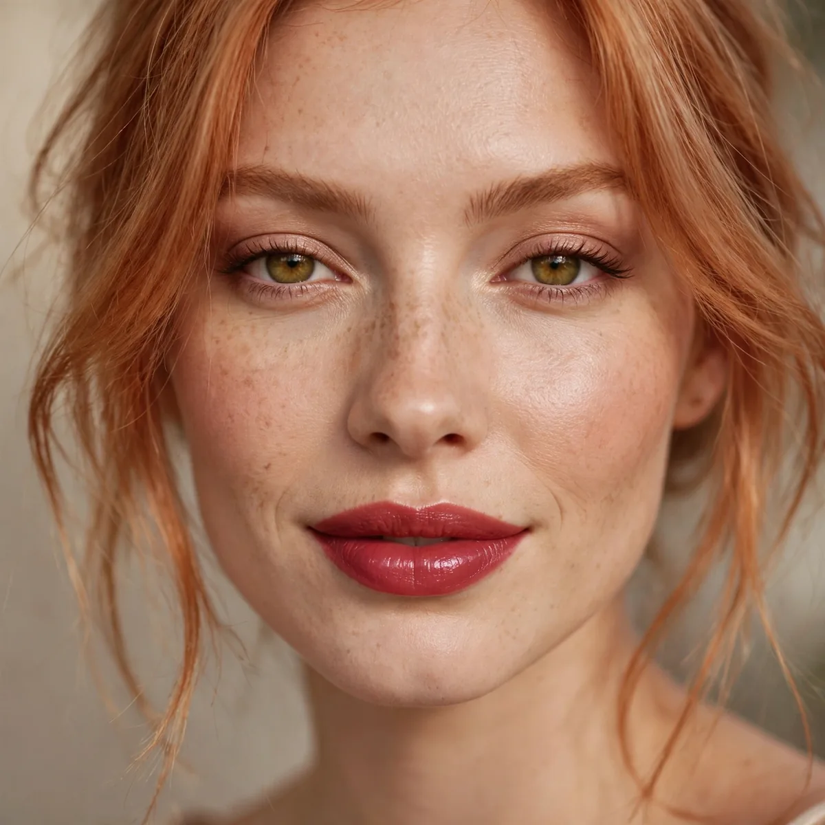 Warm berry lipstick with strawberry blonde