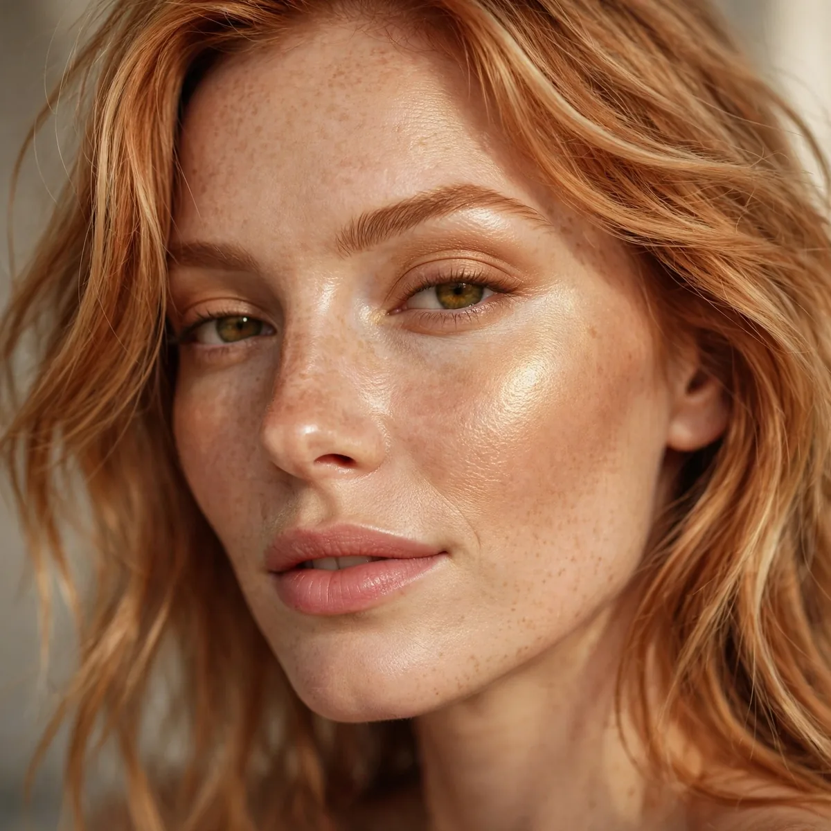 Honey highlighter with strawberry blonde