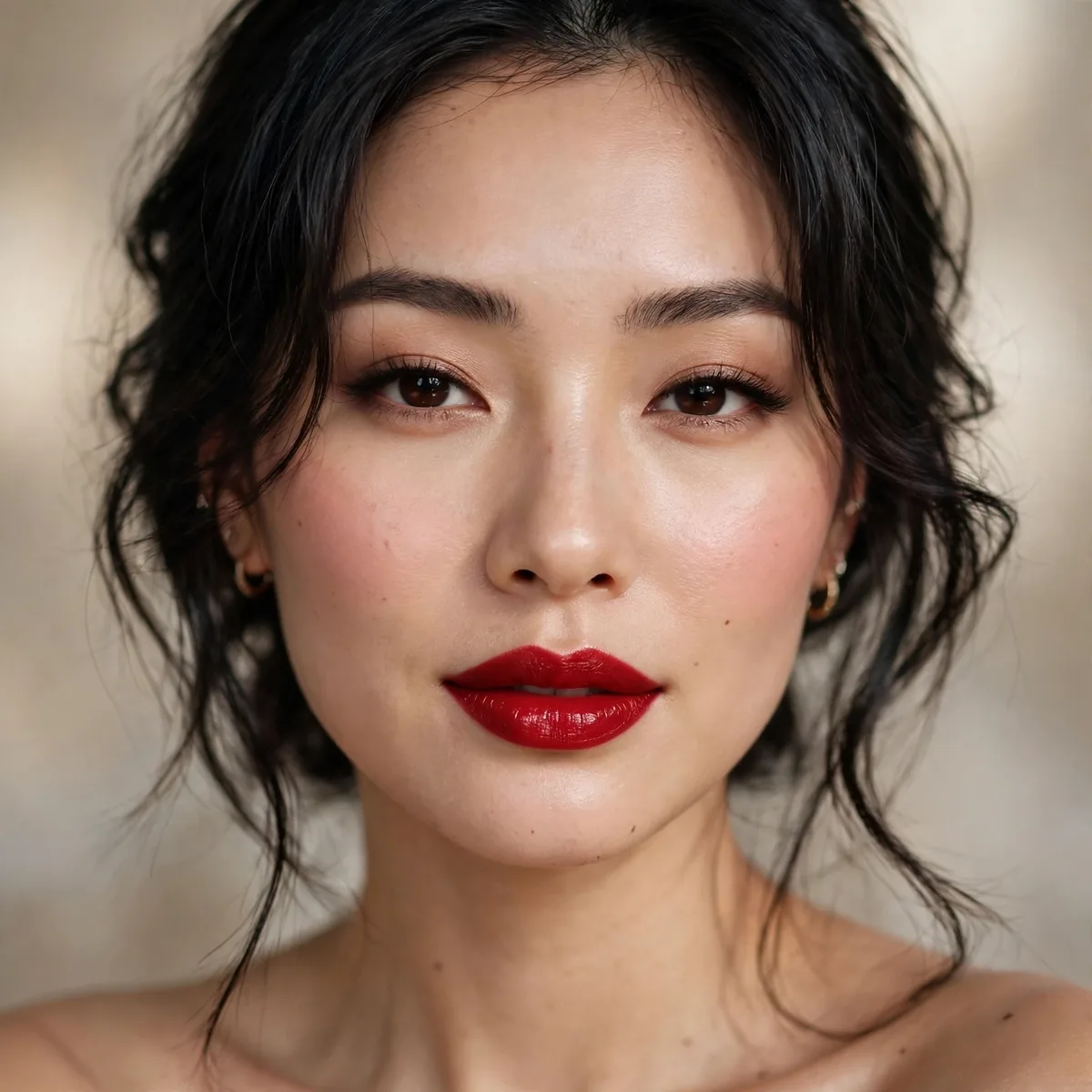 Classic red lip Valentine's makeup
