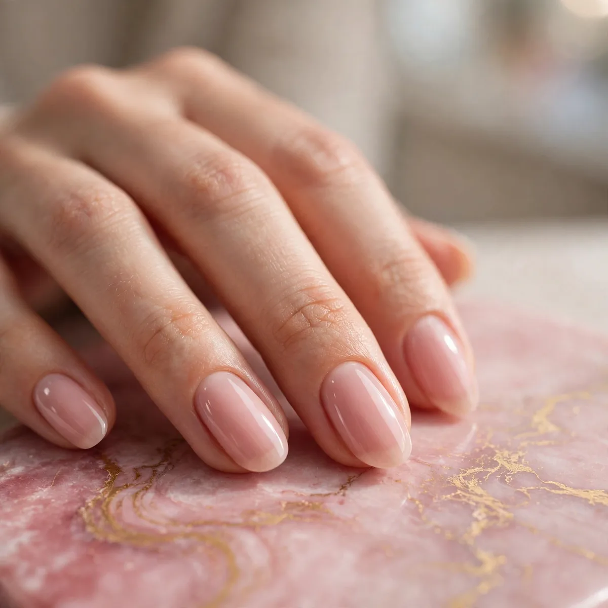 Pink marble with gold veins