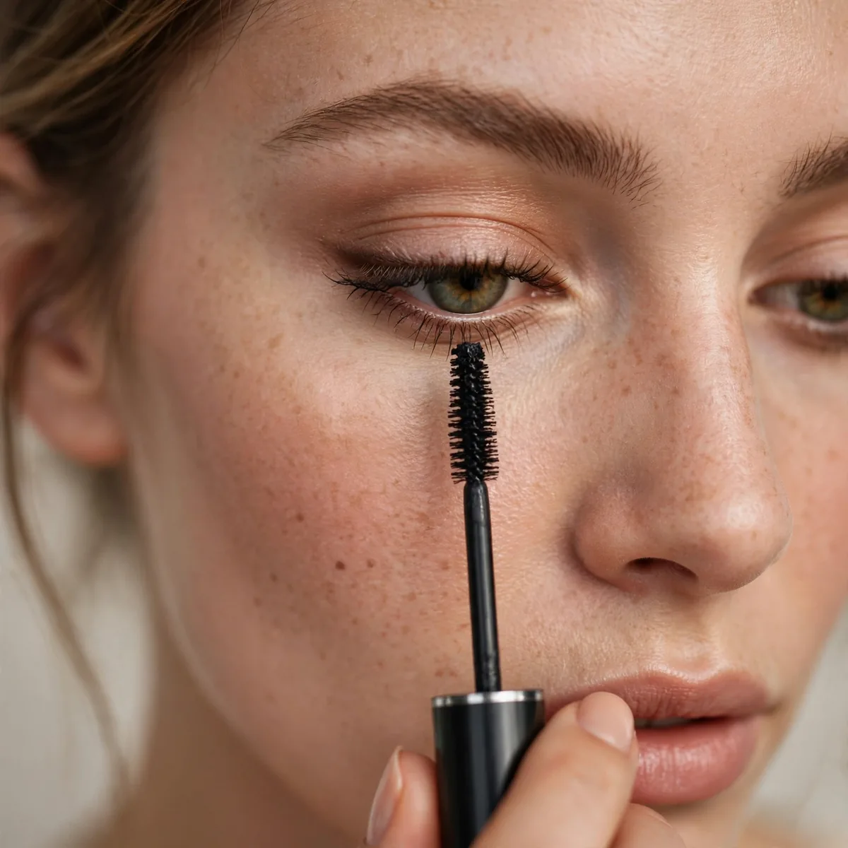 Vertical mascara wand for lower lashes