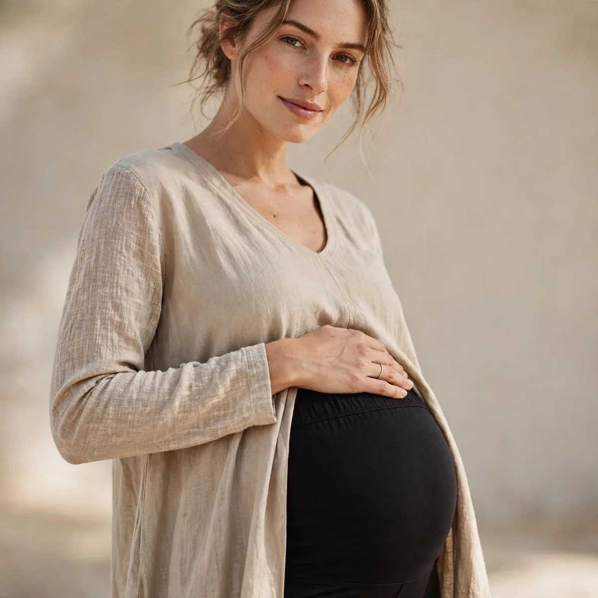 Maternity leggings with long tunic top