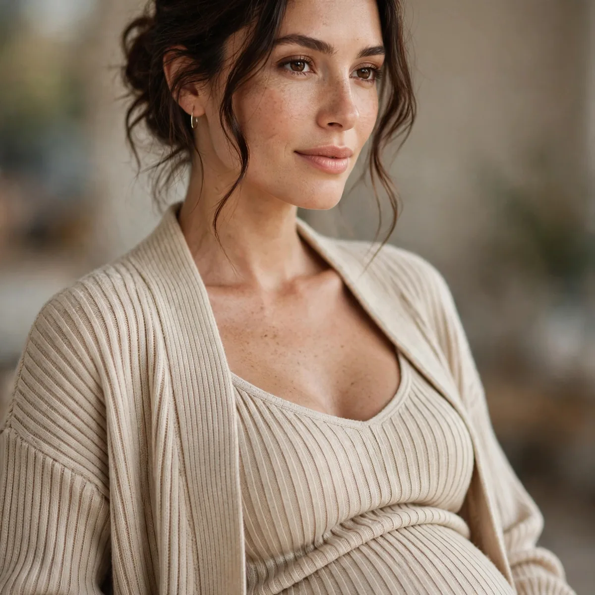 Matching ribbed knit maternity set