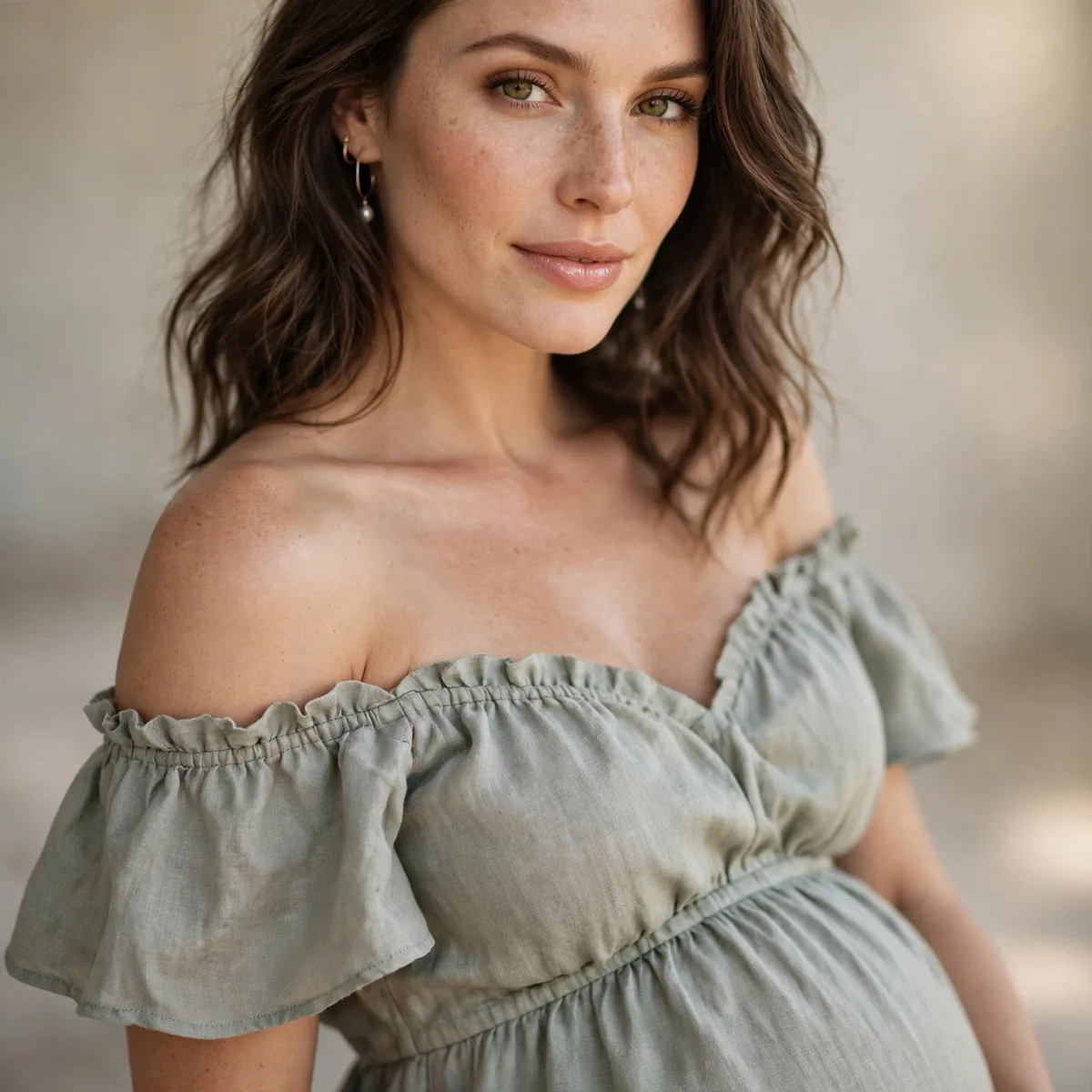 Off shoulder dress for maternity photos