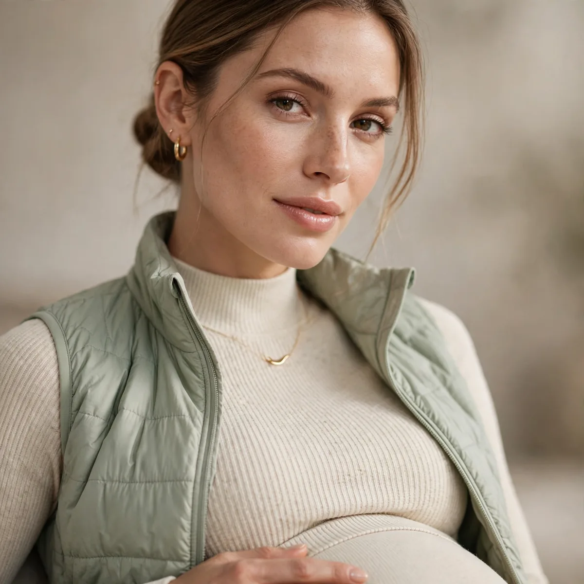 Pregnant woman in elevated athleisure