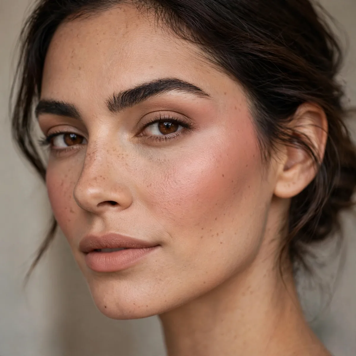 Blush adding dimension to matte look