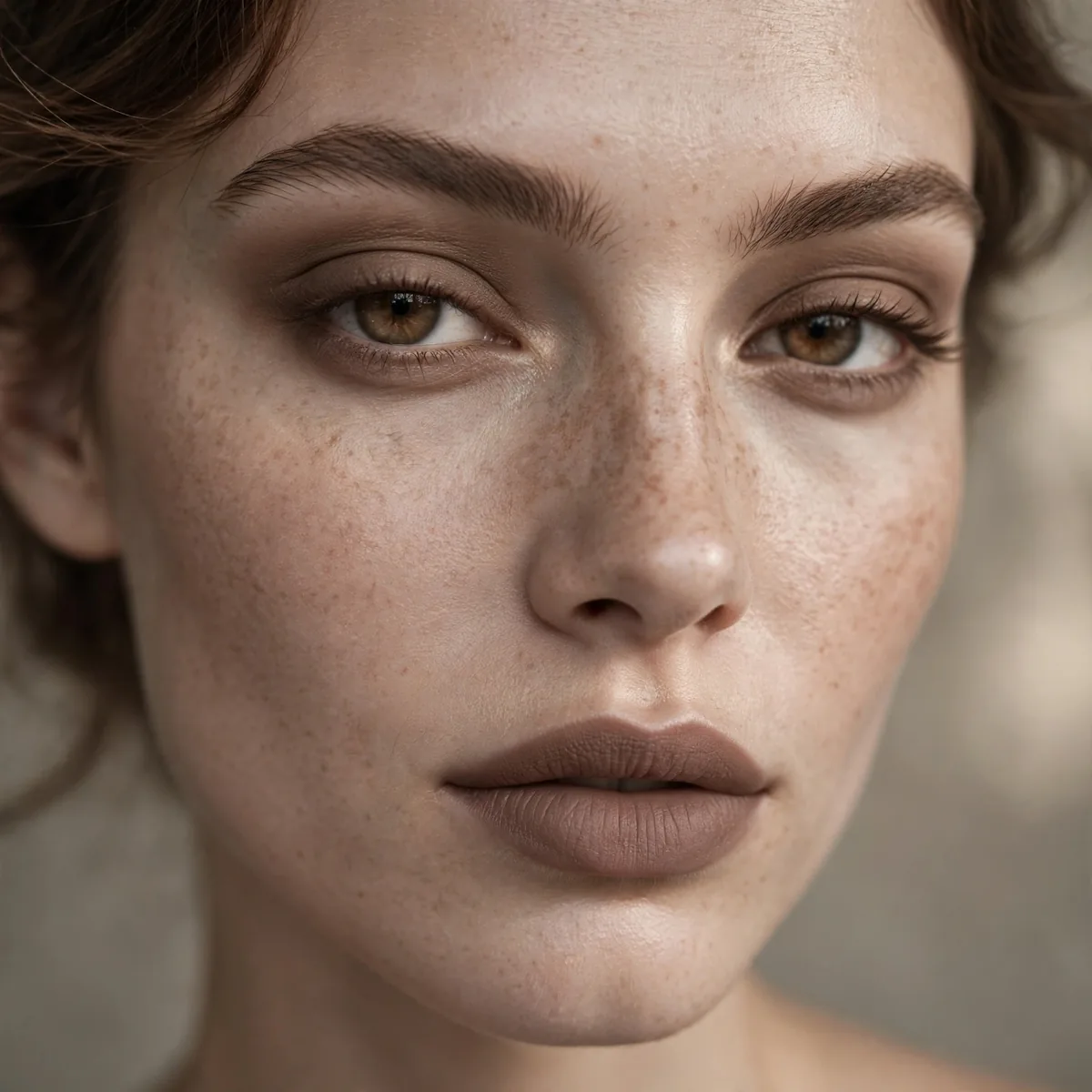 Matte monochrome makeup look