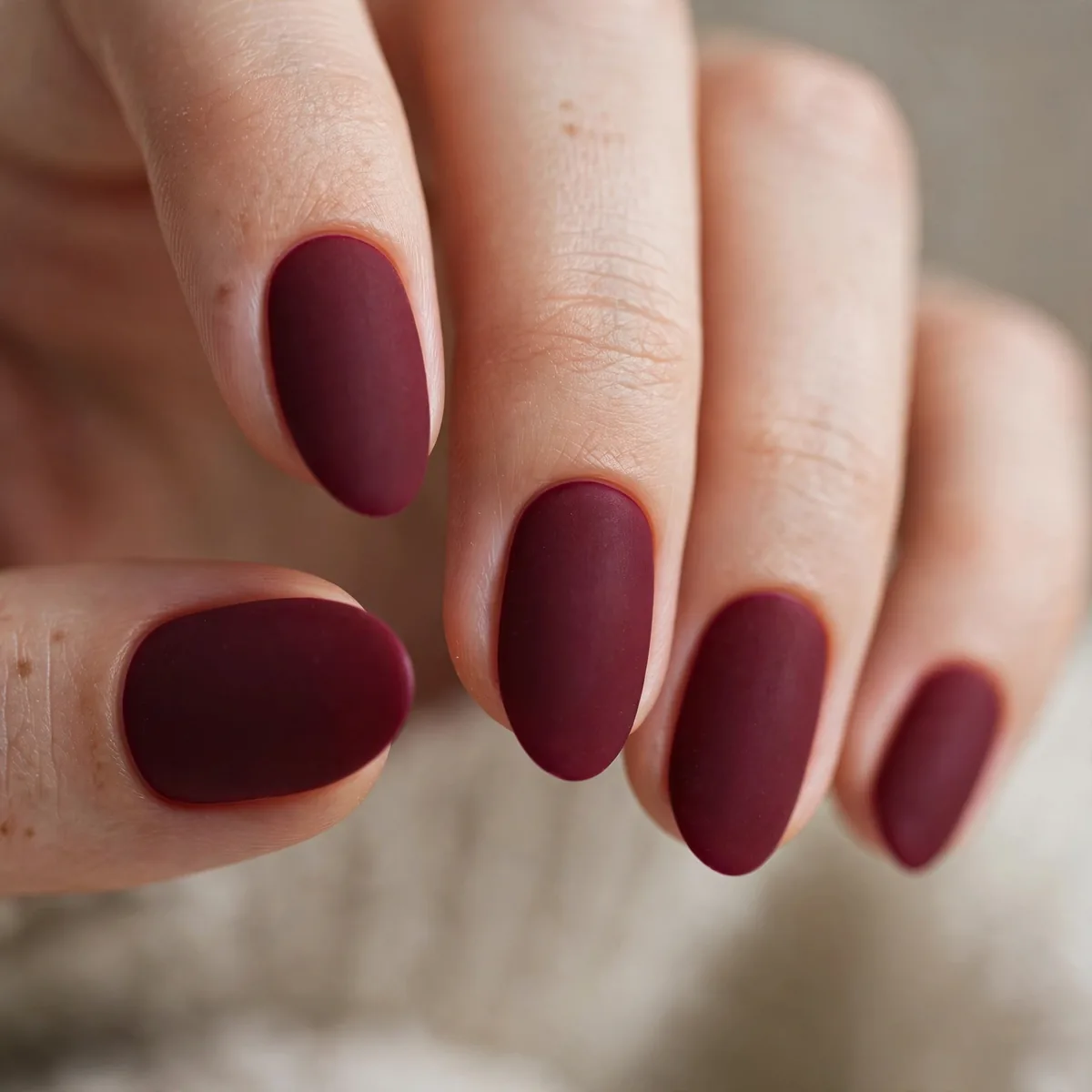 Matte burgundy wine nails