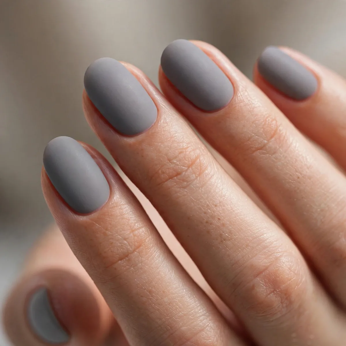 Matte gray nail polish