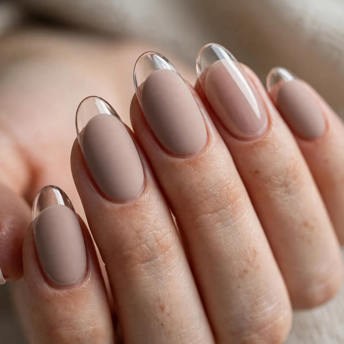 Matte nails with glossy tips