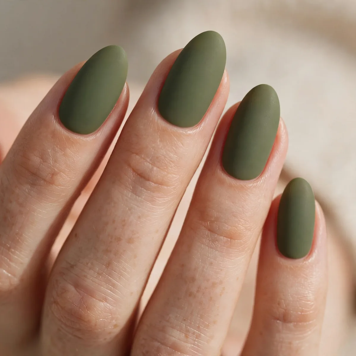 Matte olive green nails
