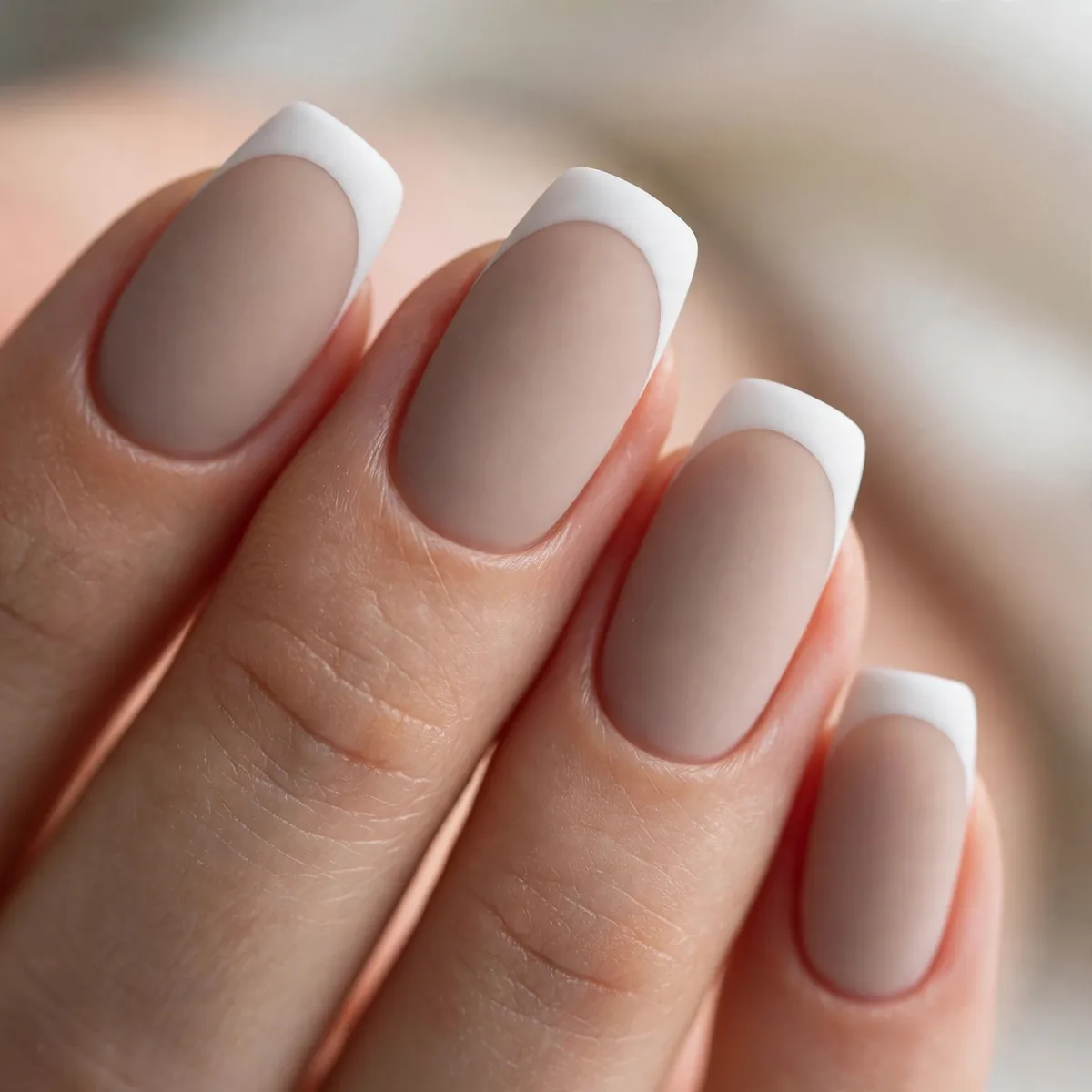 Matte French tip manicure