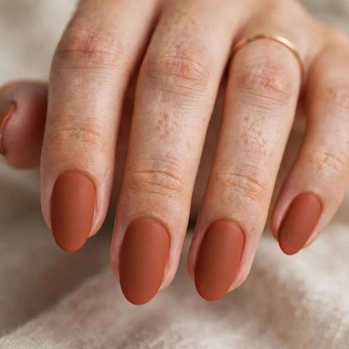 Matte terracotta nail polish