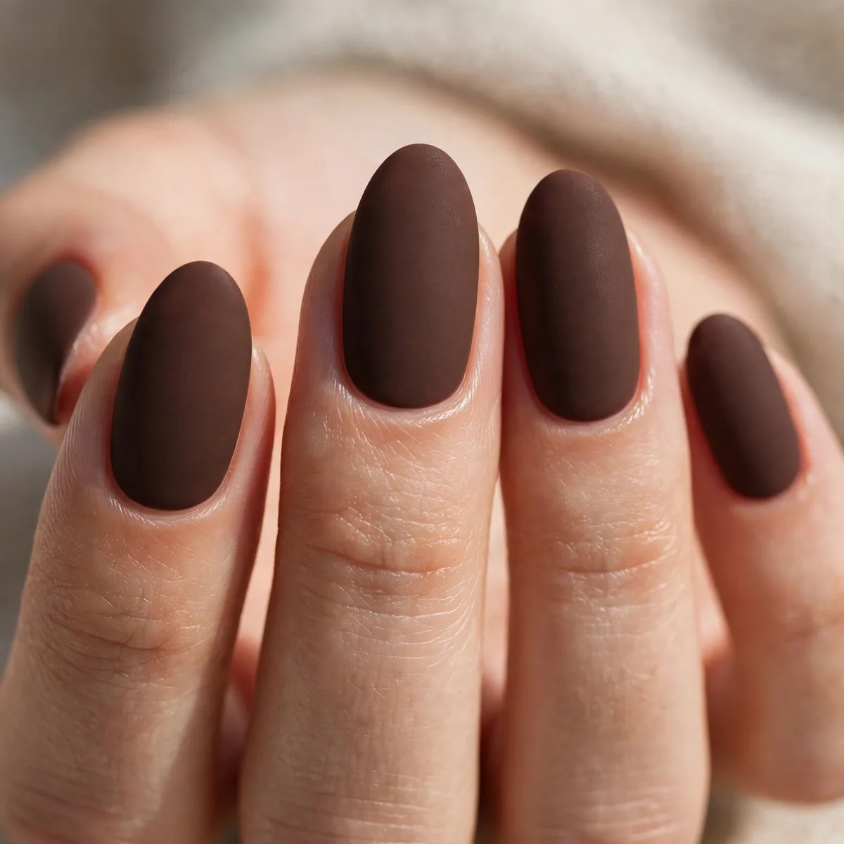 Matte chocolate brown nails