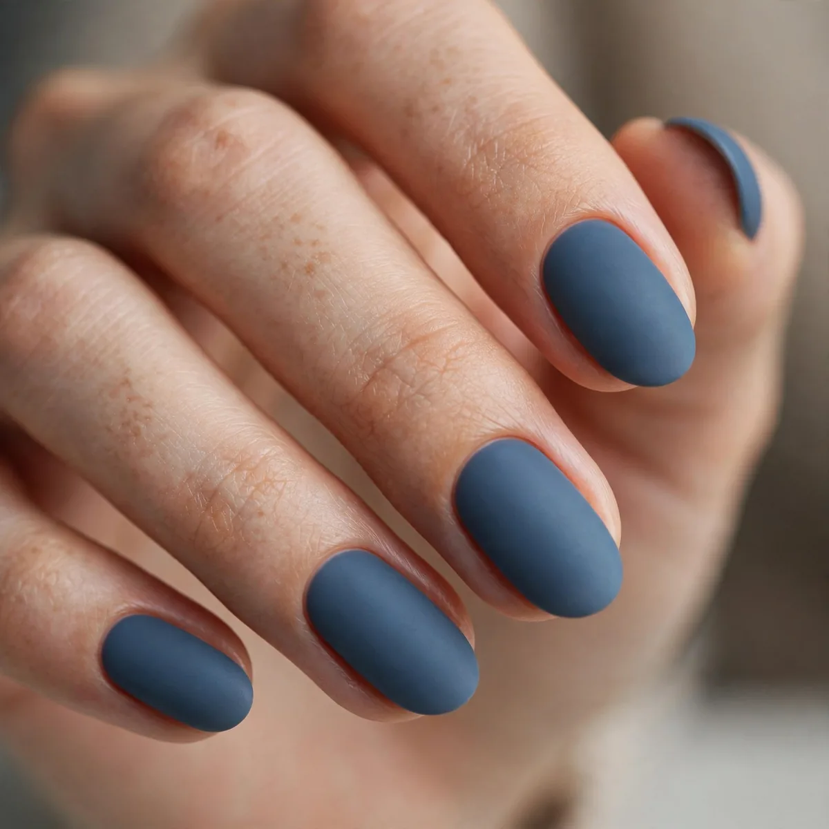 Matte slate blue nails