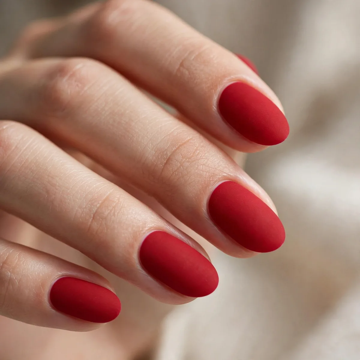 Matte red nail polish