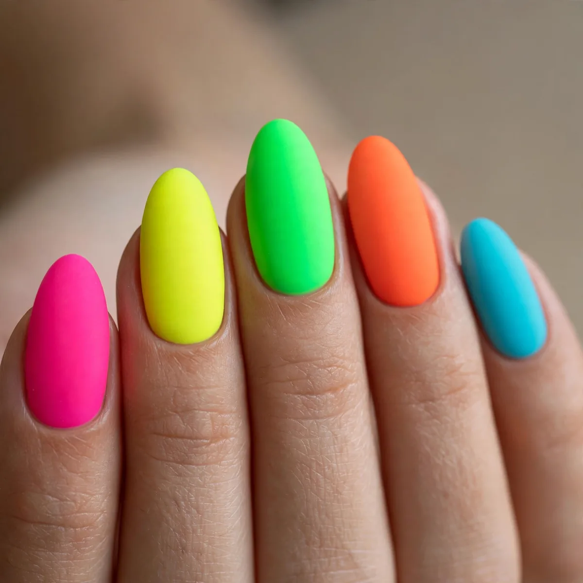 Matte neon colored nails