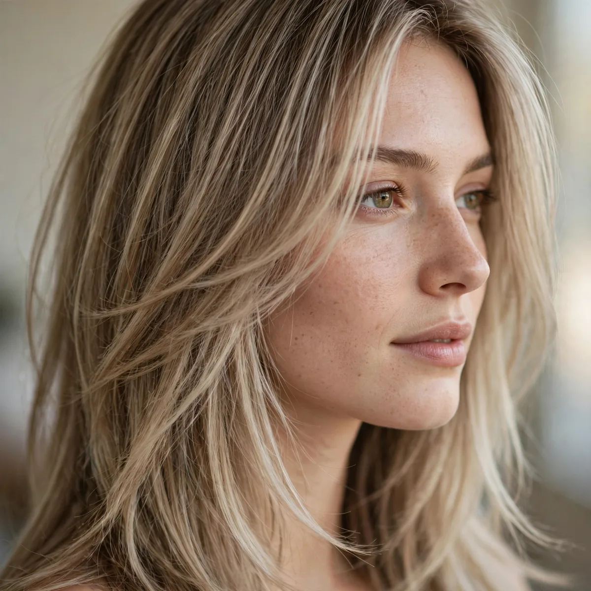 Long lightly layered haircut on fine hair