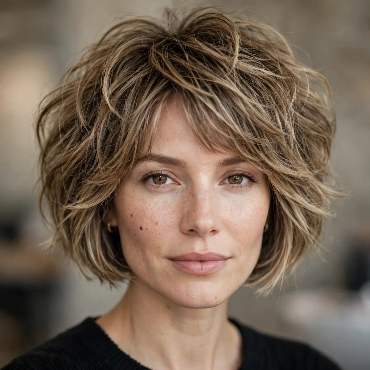 Choppy bob creating fullness on fine hair