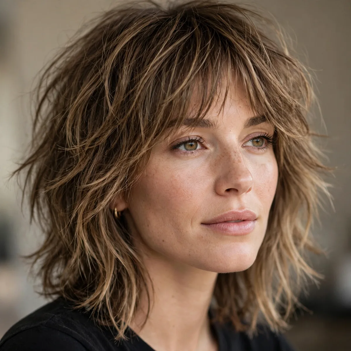 Shoulder length shag haircut