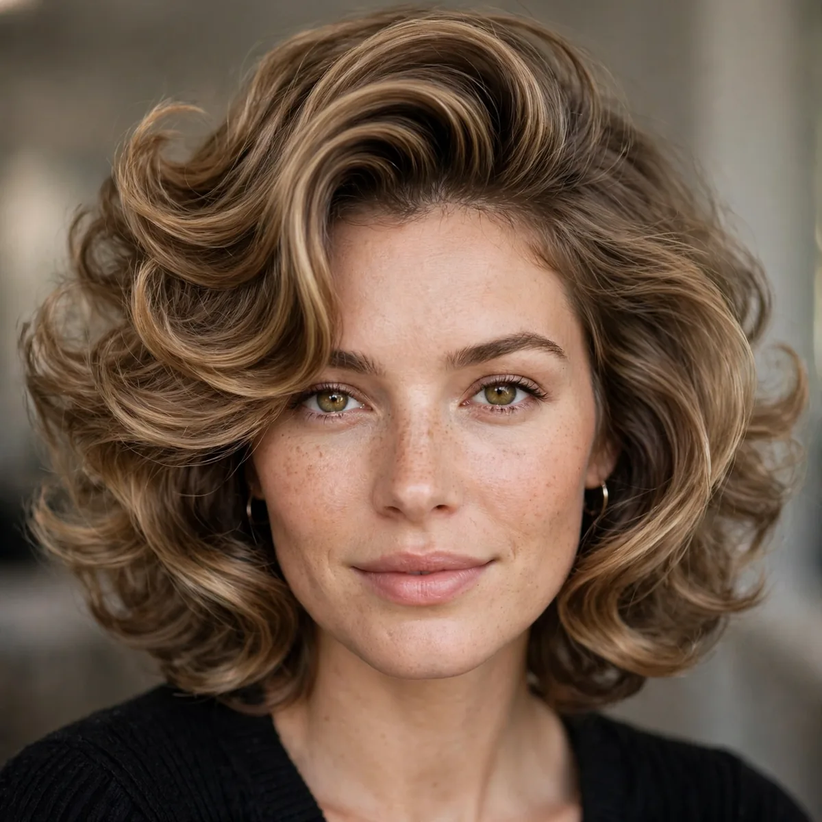 Bouncy blowout lob haircut