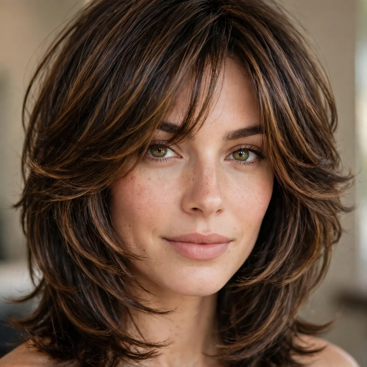 Modern layered haircut with face framing