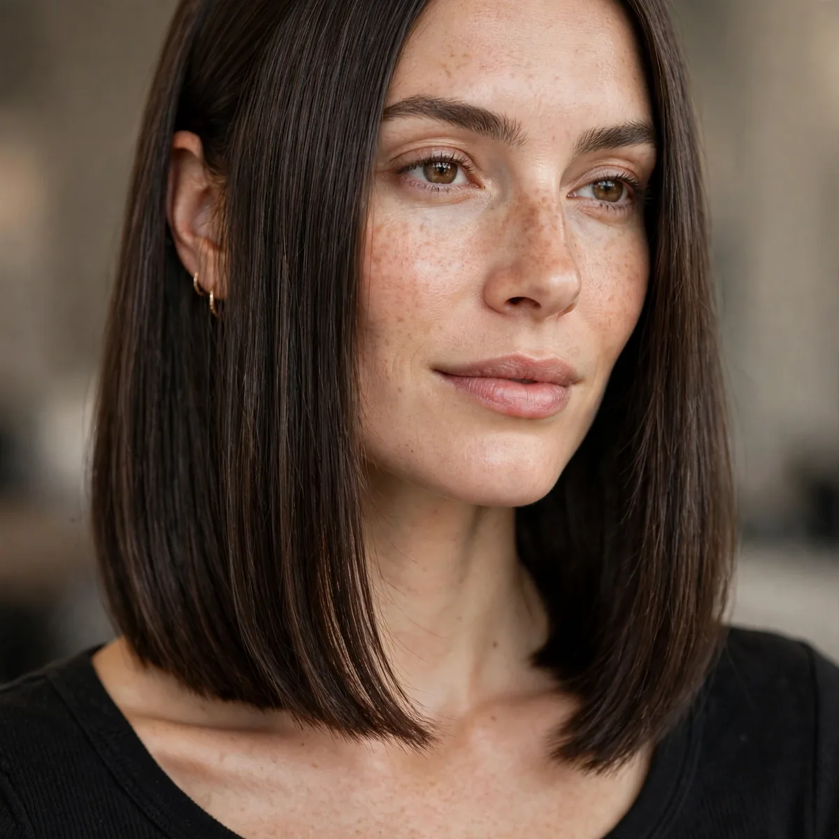 Blunt collarbone length haircut