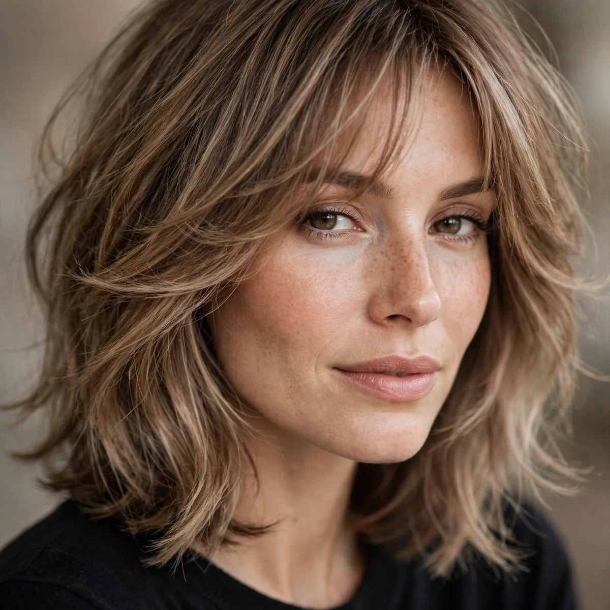 Soft feathered medium haircut