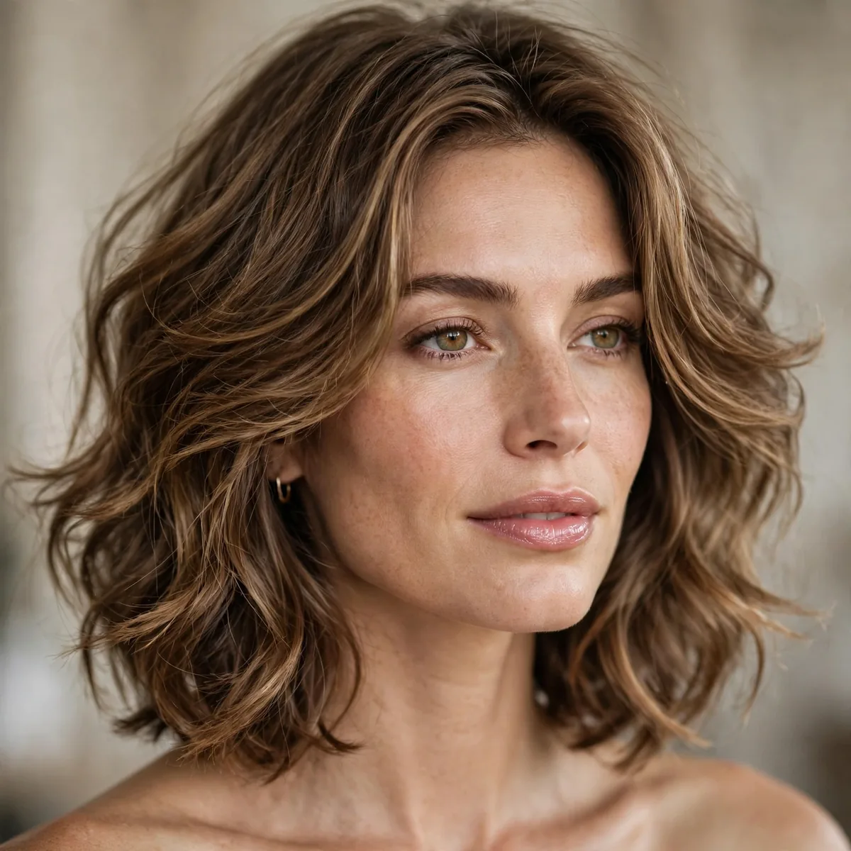 Swingy shoulder length haircut